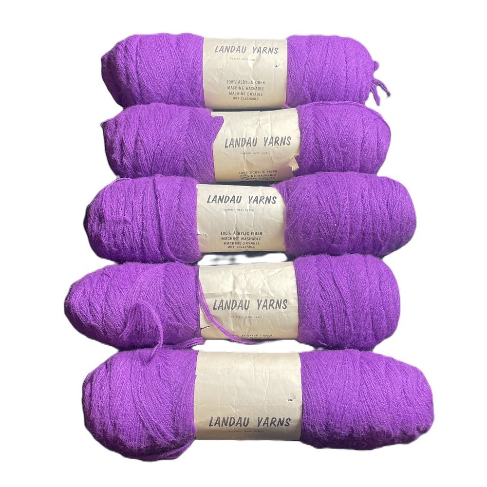 VTG LOT NEW Landau Yarn Galore Royal Purple Acrylic Machine Washable LOT Worsted